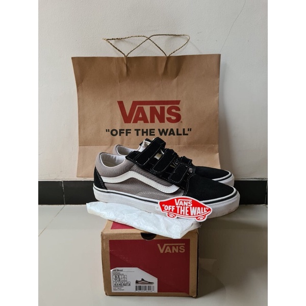 Vans Old Skool Velcro Pewter Black Original not sk8-hi slip on era US 9.5 : 42.5 : 27.5cm