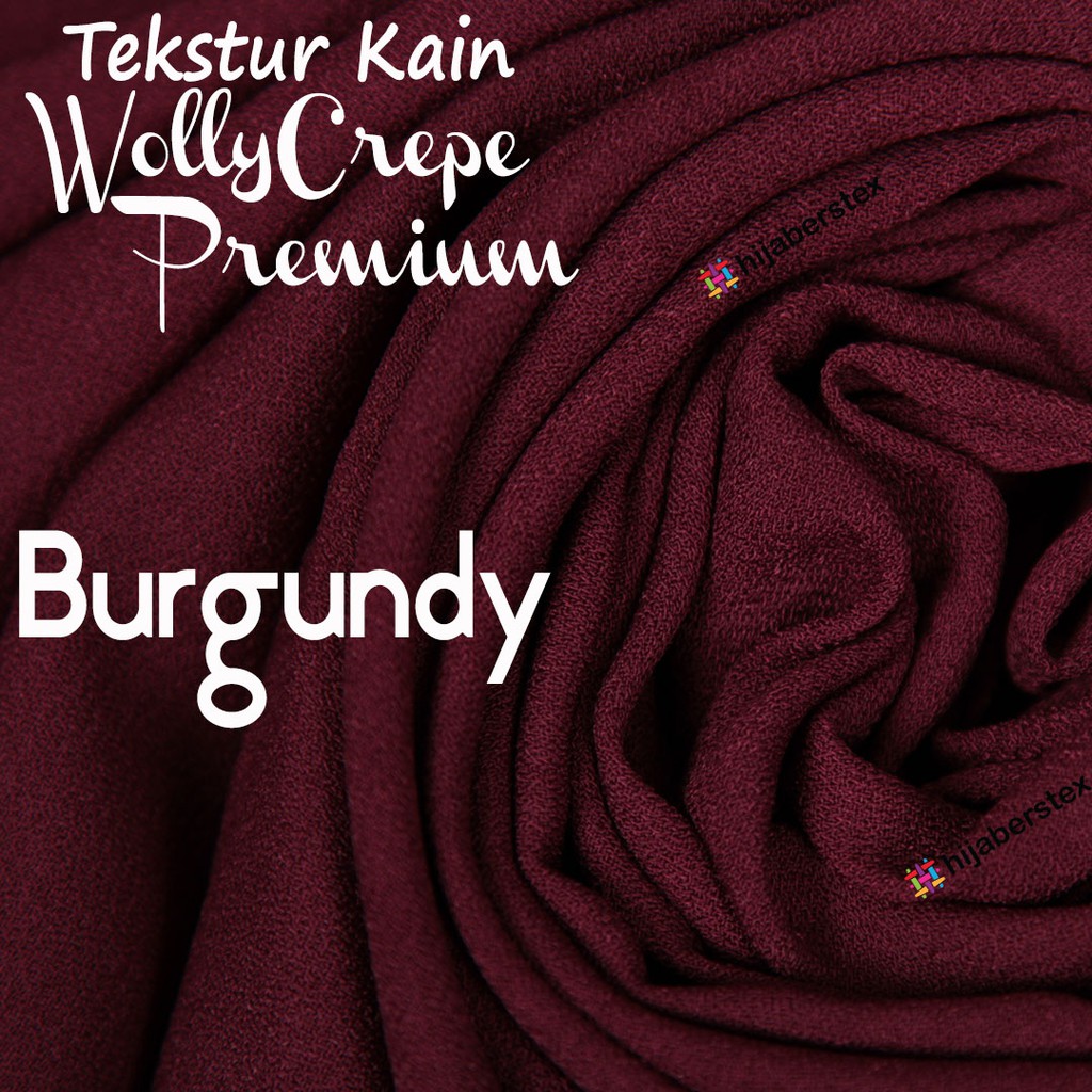 Hijaberstex 1 2 Meter Kain Wollycrepe Premium Burgundy Shopee Indonesia