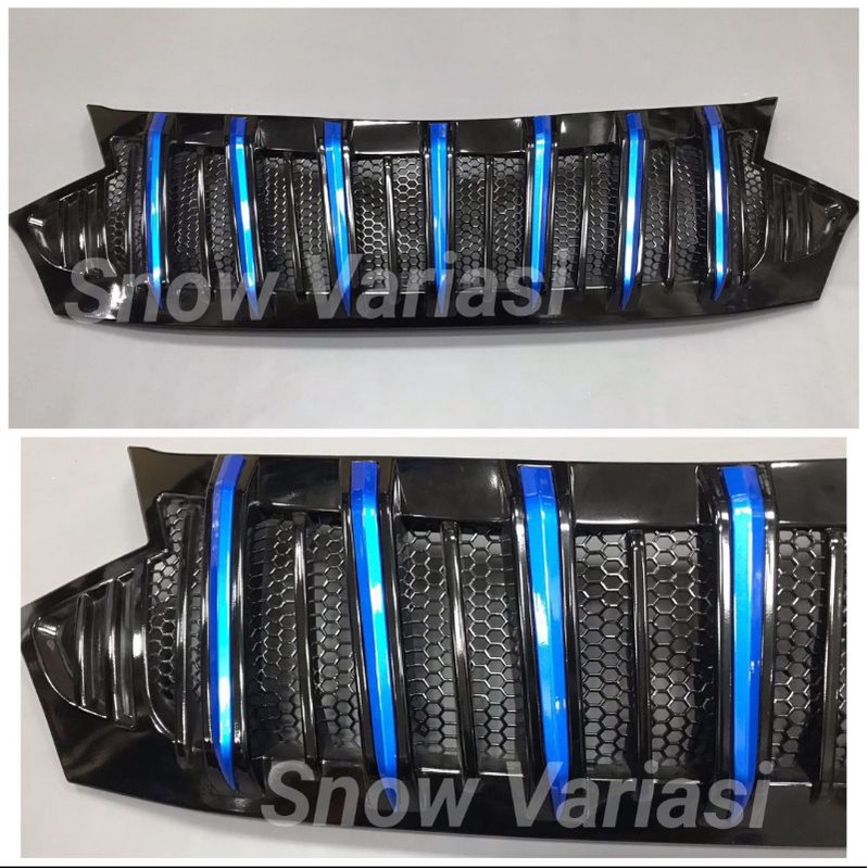 Gril Grill Front grille cover appolo calya 2020 2021 hitam kilap doff lis biru JSL