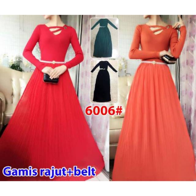 6006 maxi# maxi dress fashion import rajut TANPA BELT