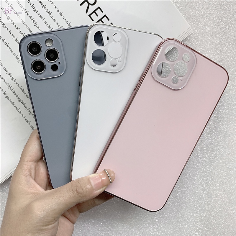 Case Bahan Akrilik Frosted Electroplating Anti Retak / Sidik Jari Untuk Iphone 11 12 13 Pro Max 11pro