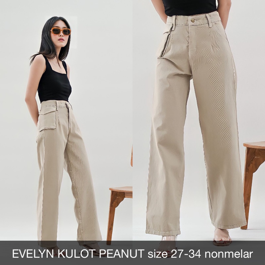 CELANA PANJANG WANITA EVELYN KULOT PEANUT