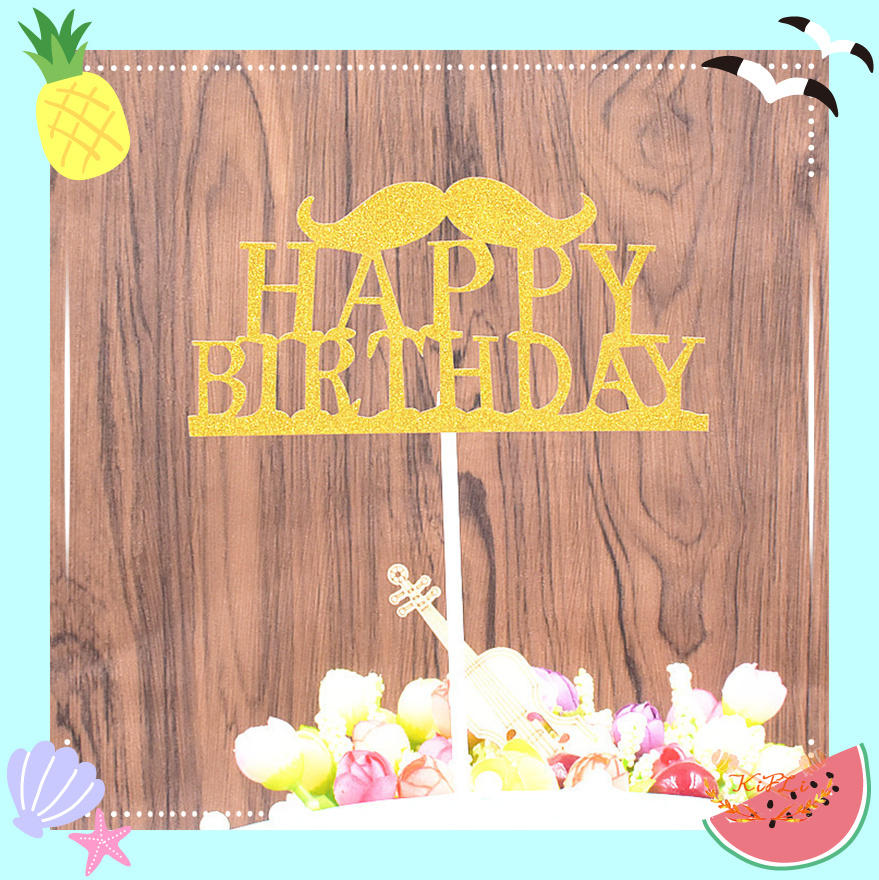 Topper Kue Desain, Happy Birthday, Bahan Akrilik, Untuk Dekorasi