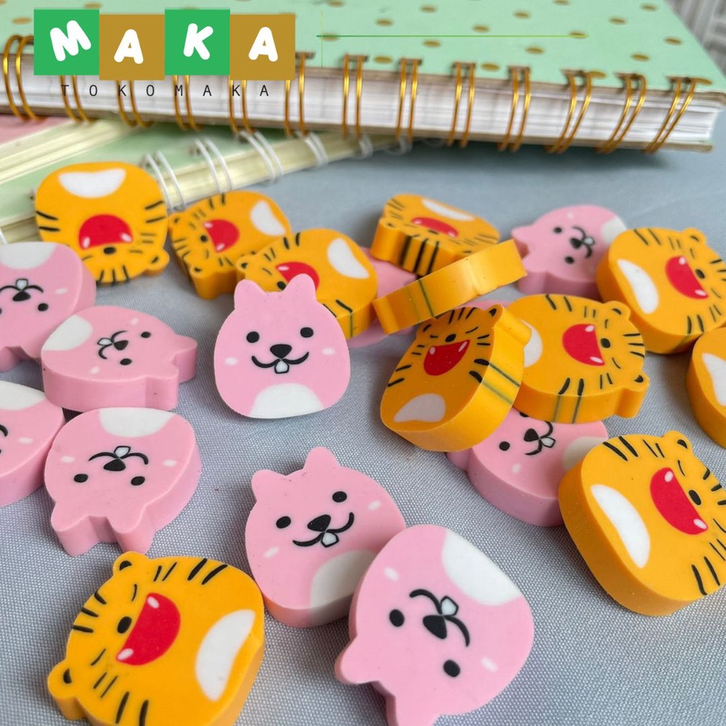 

penghapus deli bentuk macan beruang hapusan pensil bersih lucu perlengkapan sekolah alat tulis lucu unik