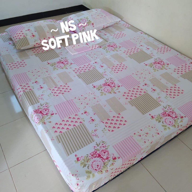 Sprei karakter motif bunga SOFT PINK