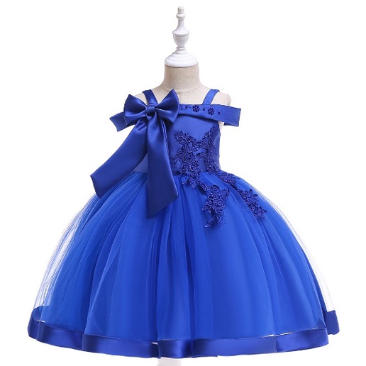 DRESS PESTA ANAK PEREMPUAN IMPORT / baju pesta anak tutu satin L-5081 BRUKAT PITA MUTIARA impor high quality