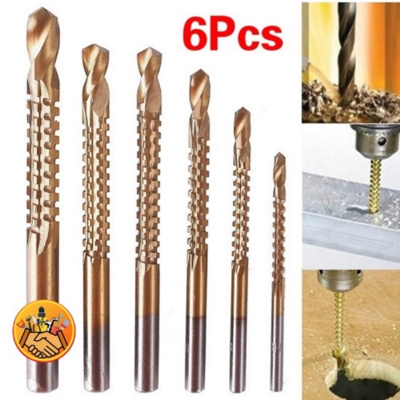 KEPALA MATA BOR GERGAJI HSS TITANIUM COATING GROVING GROOVING DRILL BIT SET 6 PCS