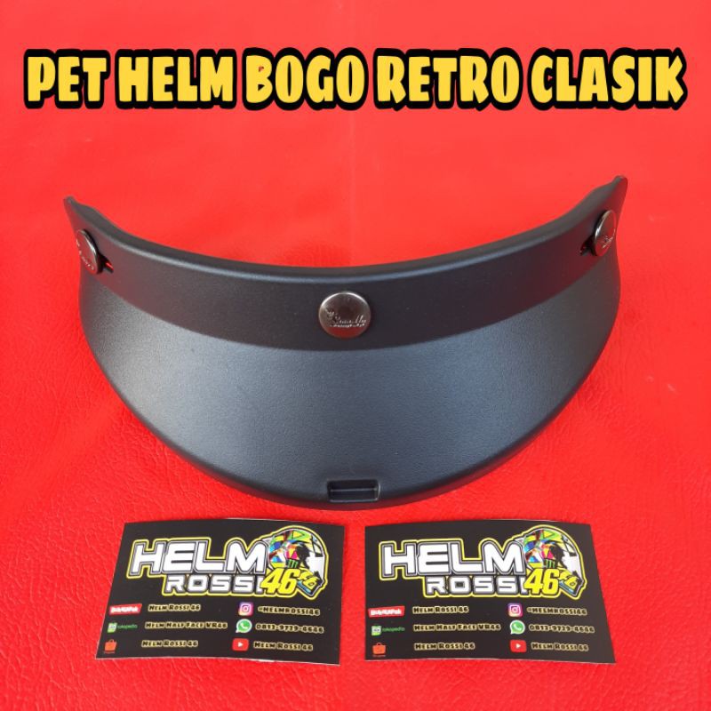 PET Helm Bogo Pendek Hitam RETRO TOPI KLASIK Vespa Matic Classic