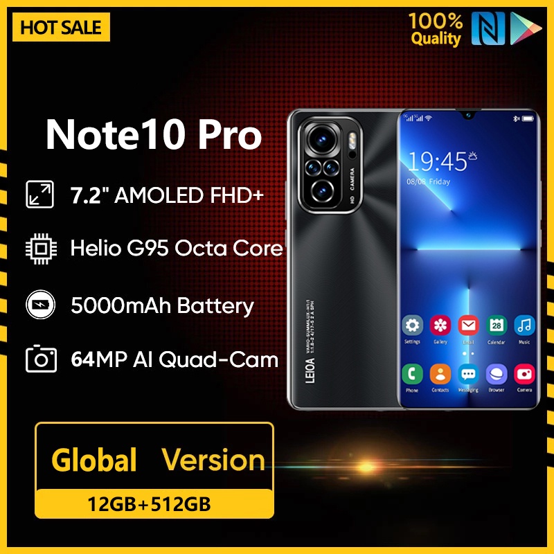 【 Produk Baru hp 】 Ponsel  Pintar Baru Note10 Pro Android 10.0 Layar HD 7,2 inci 4G/5G HP Original wajah unlock Handphone Android Free Aksesoris