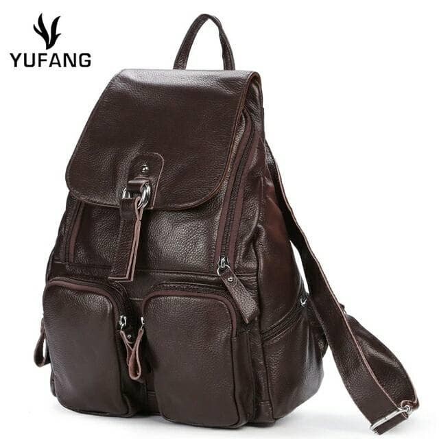 Tas Gendong Wanita Kulit Sapi Asli COKLAT TUA Premium Leather / Tas Punggung Kulit Wanita