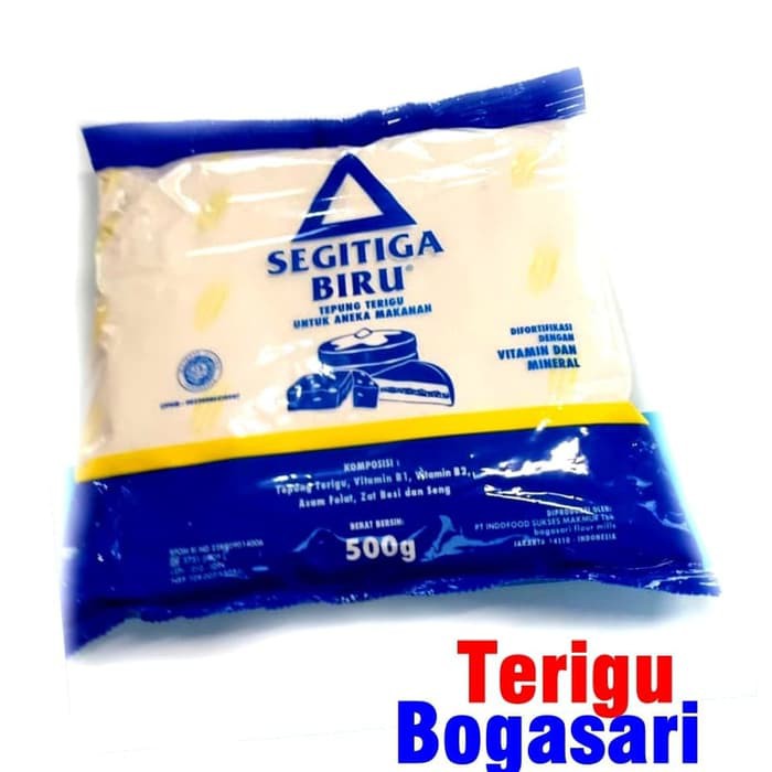 

tepung terigu segitiga biru 500g terigu aneka makanan bogasari