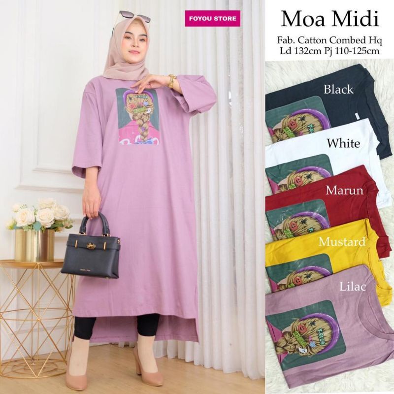 MOA MIDI DRESS WANITA KAOS COMBED JUMBO