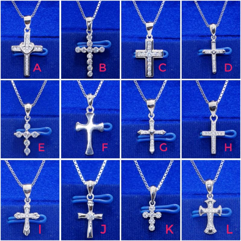 Kalung Dan Liontin Salib Perak 925 Asli - Perhiasan Kalung Bandul Salib Wanita Silver 925 Lapis Emas