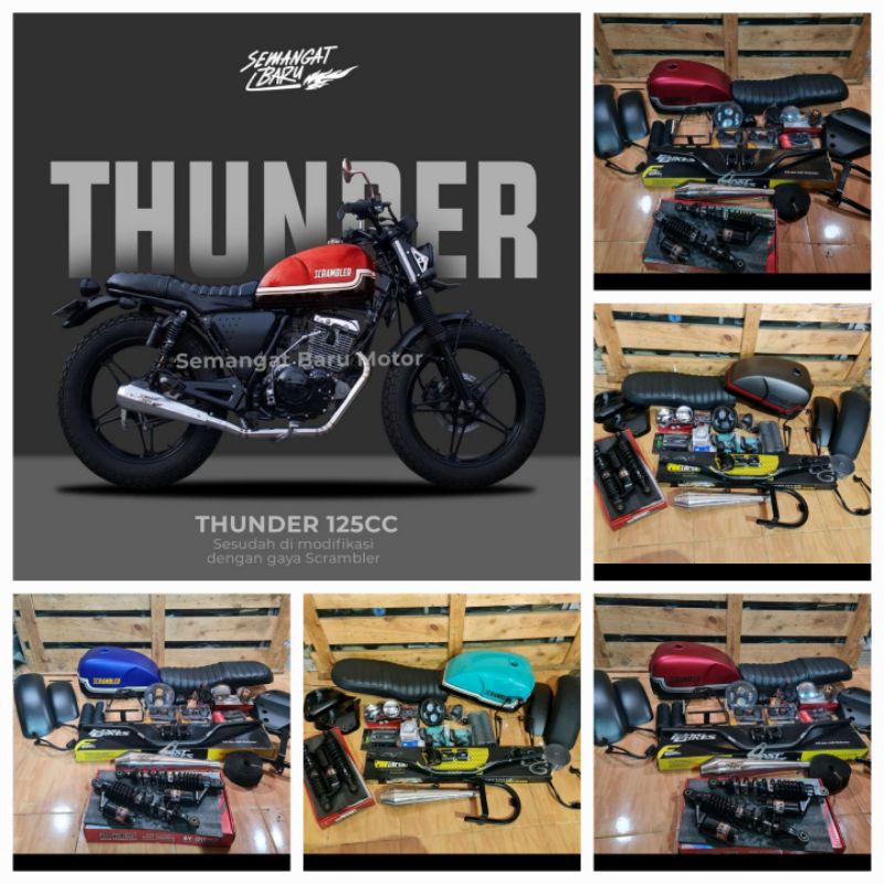 PAKET JAPSTYLE SCRAMBLER THUNDER125  MEGAPRO TIGER PAKET SCRAMBLER  KUALITAS BAGUS FULLSET