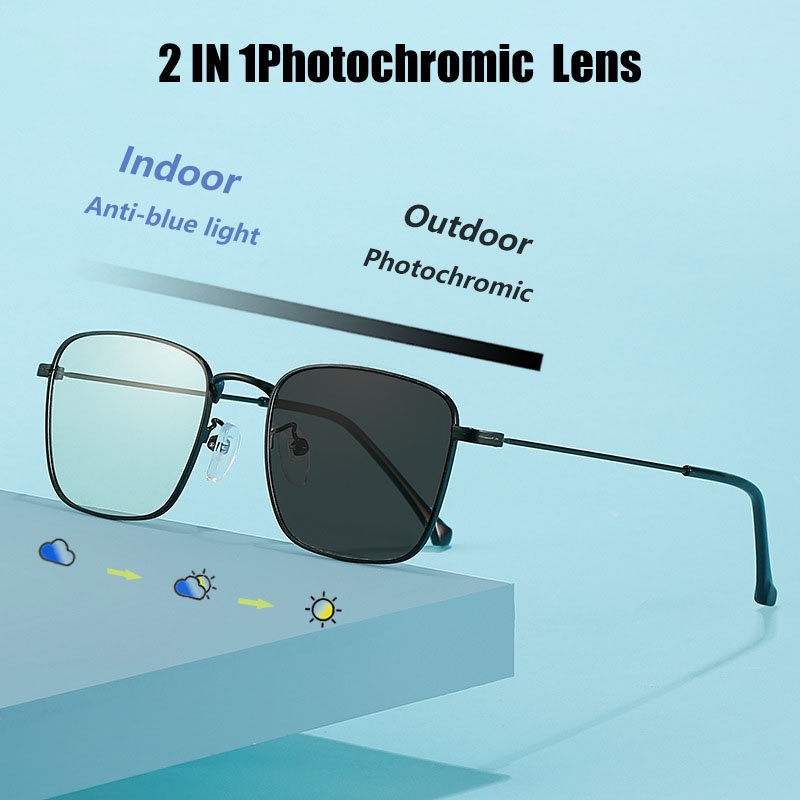 Retro Photochromic Anti Radiation Eye Glasses Simple Square Frame Men and Women