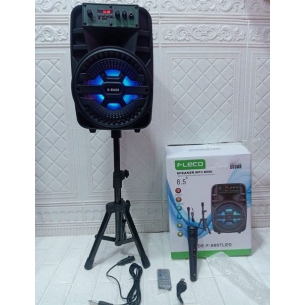 Speaker Bluetooth Fleco 8,5Inchi F8805/8806/8807 Bonus stand/Salon Aktif Wireless Multimedia Radio