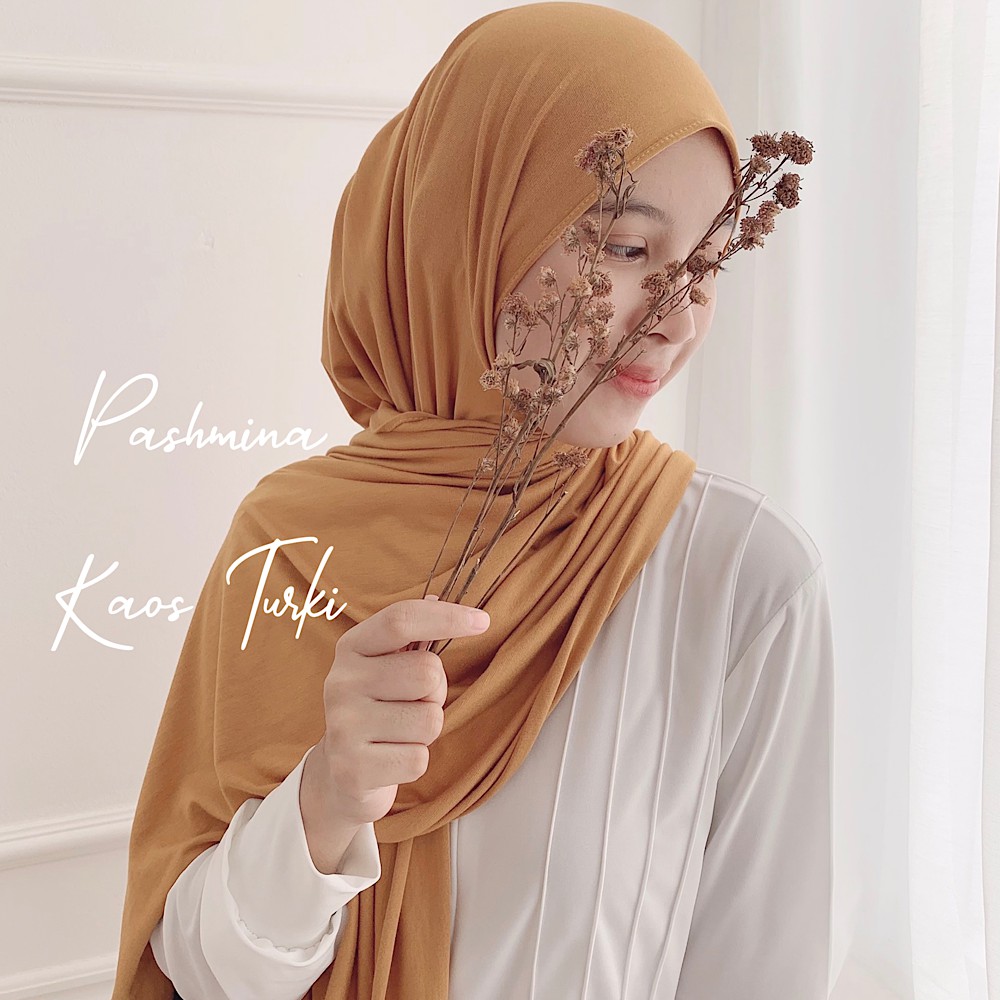 Pashmina Kaos Turki, Jahit Tepi Premium