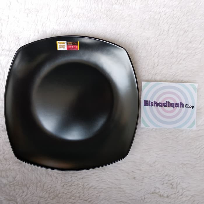 PIRING MELAMIN KOTAK CEPER HITAM 8" GOLDEN DRAGON - P0508 -