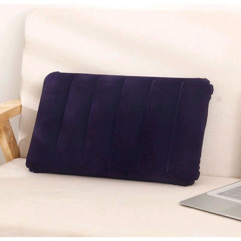 Bantal Angin Tiup PVC Bludru Besar Warna Biru Sisir