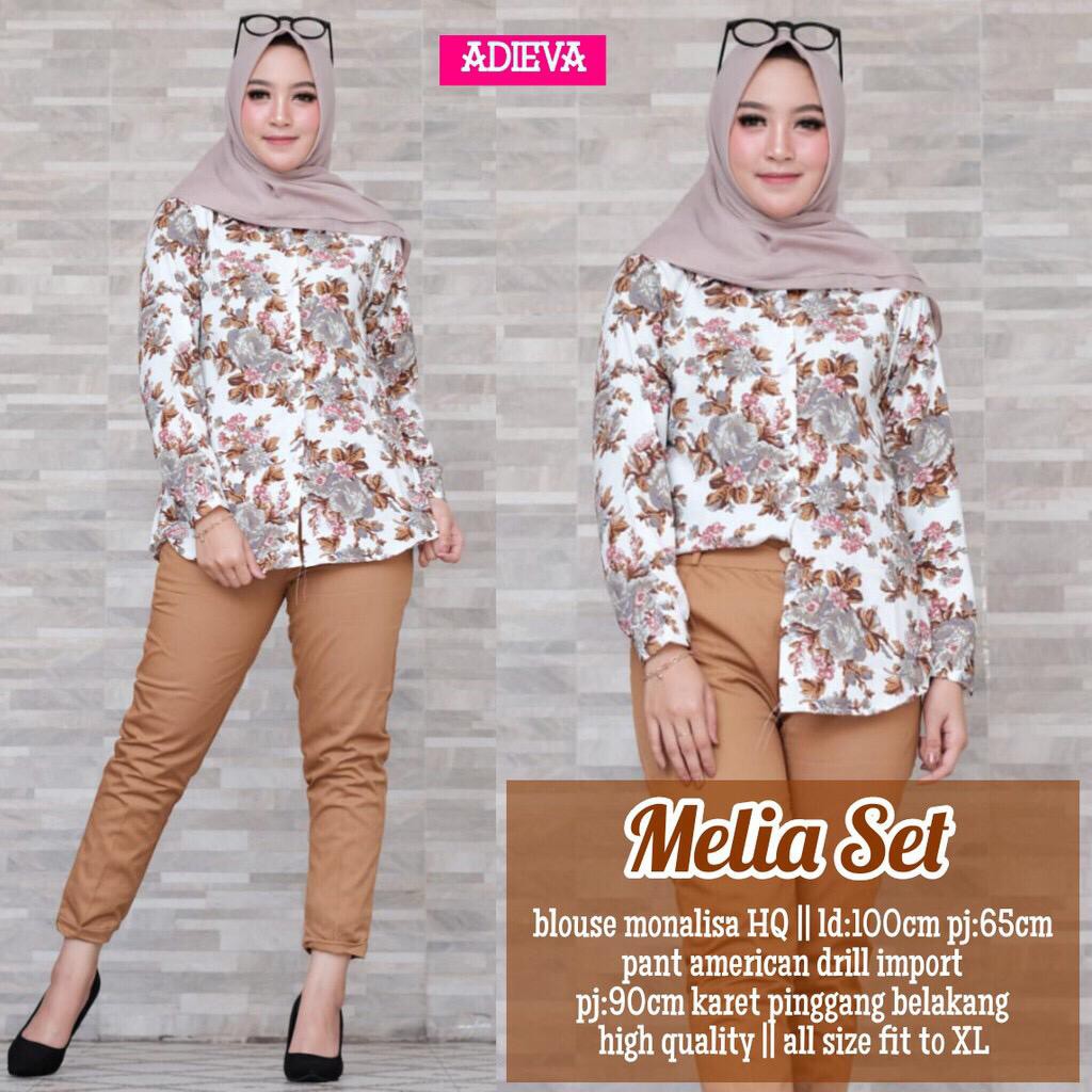 (GRIYA ALISHBA.ID) SALE SETELAN MELIA SET MONALISA + CELANA BAGGY