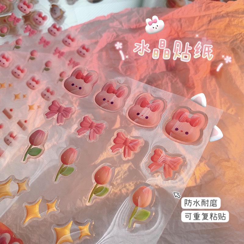 3 Lembar / Pak Stiker Kuku Motif Kartun Beruang 3D Untuk Dekorasi Nail Art DIY