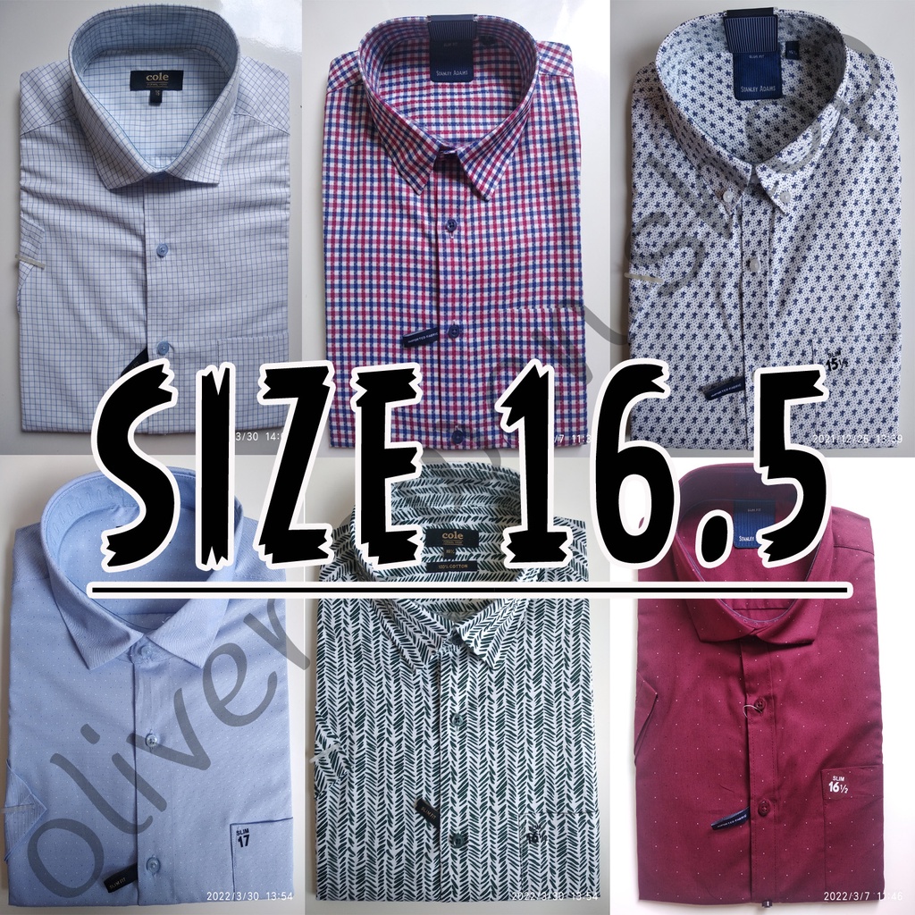 Kemeja Slim Fit Lengan Pendek Merk Stanley Adams Size 16.5
