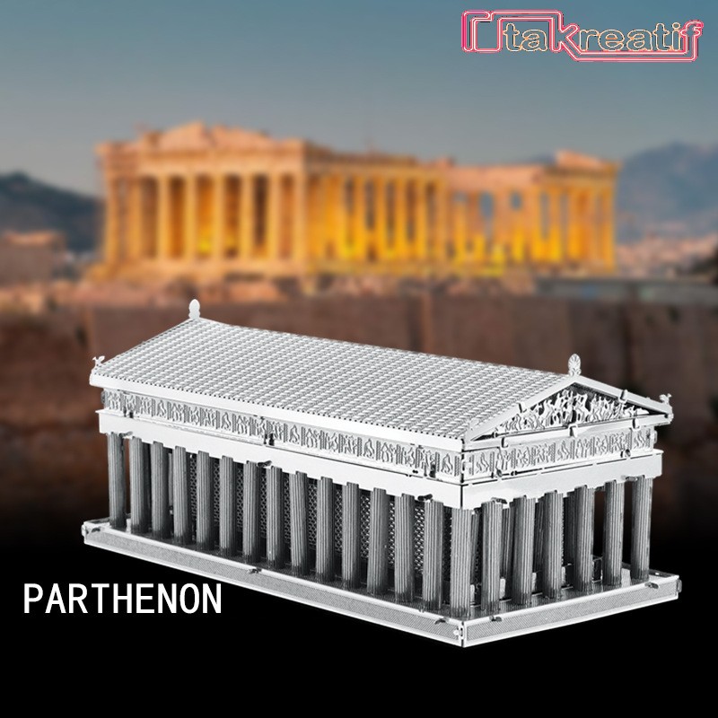 Puzzle 3D Metal Arsitektur Parthenon - Miniatur Kuil Dewi Athena Yunani Kuno - Nano Puzzle 3D