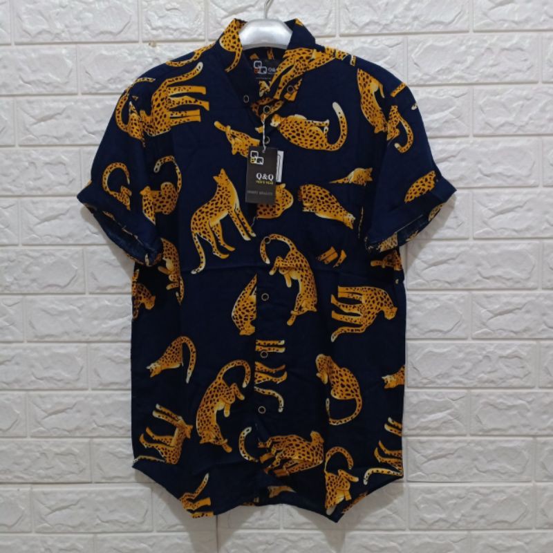 Kemeja Pria Motif Pria Cowok Lengan Pendek Bunga Formal Casual Murah Slimfit All Size M L XL Bagus