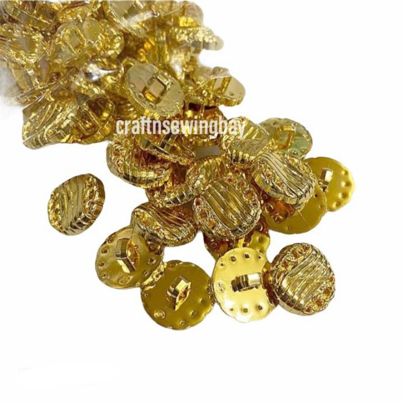 Kancing Baju /Kancing Hias/ Kancing Emas / Gold Color Buttons Wave (058) per gross