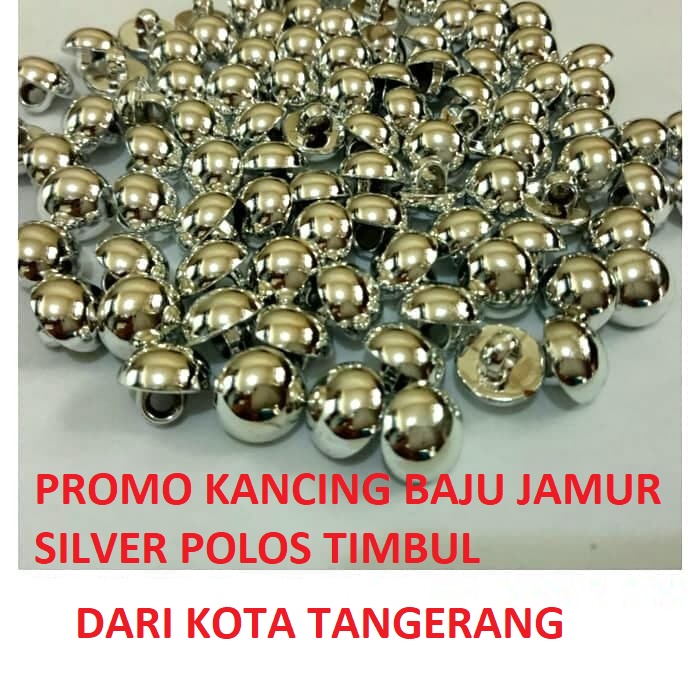 kancing jamur polos timbul 28L 18mm 1.8cm warna silver isi 100 pcs