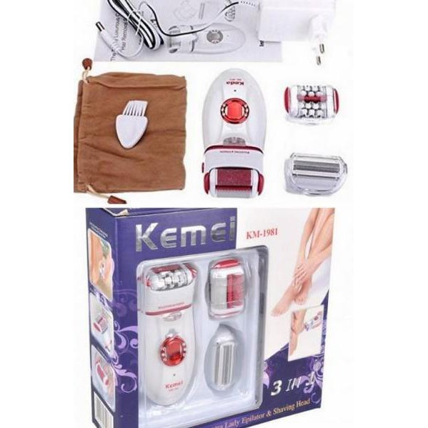 KEMEI KM-1981 3 In 1 Electric Callus Remover Extra Epilator Shaver