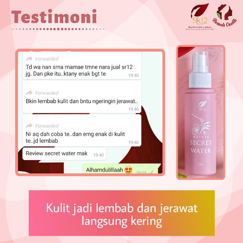 Nature Secret Water SR12 - Membuat Make UP Tahan Lama - Untuk Kulit Kering dan Berjerawat - BPOM