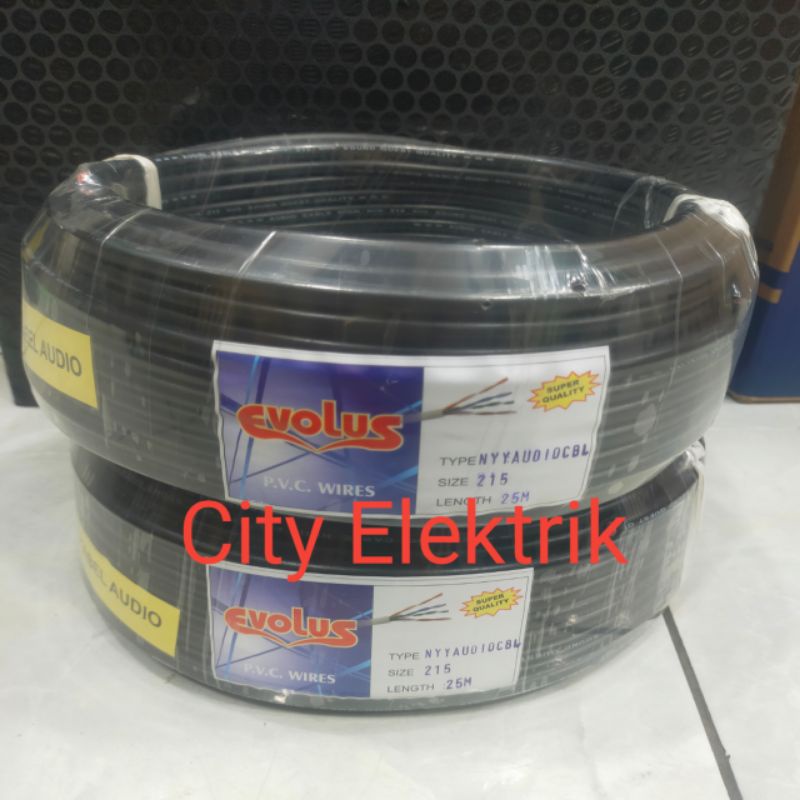 Kabel Listrik Serabut Tebal Evolus 2 x 1.5 ( 25 Meter ) Hitam