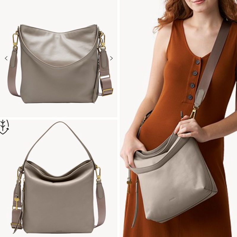tasFossil Maya Hobo shoulder bag grey stone taupe leather m