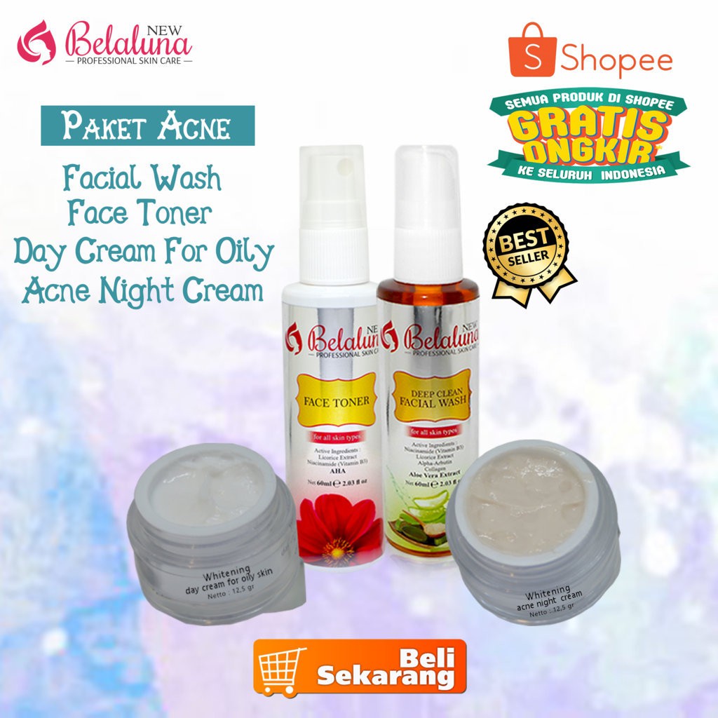 SUPER PROMO! Paket Cream Pemutih Wajah Terlaris! New Belaluna Premium BPOM, Perawatan Terbaik