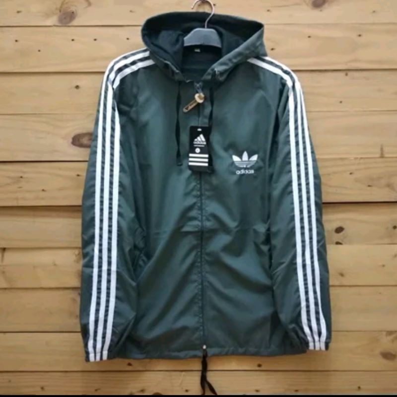 Jaket Parasut Adidas Abu premium Jacket Sport Sporty Parasit Despo Lapis Puring Hyget Olahraga