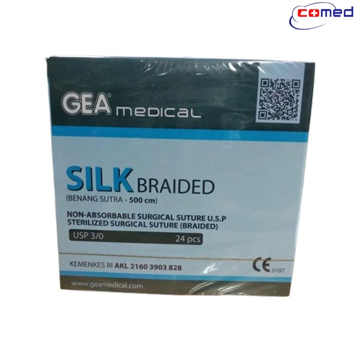 1 BOX isi 24 pcs -  Catgut Silk Braided - Braided Silk - Benang Sutra