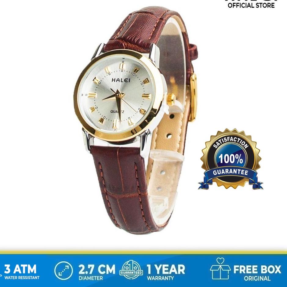 Terbaik Halei Jam tangan wanita kulit Tahan Air Garansi Resmi  Box Original halei kombinasi 502 L 