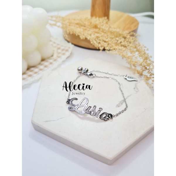 Gelang serut nama silver anti karat