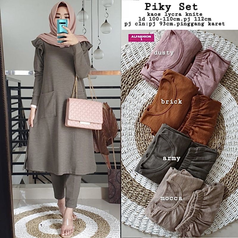 Piky Set - Set Setelan Lycra Knit Rajut LD105+ / SetCel One Set Rajut / 329-6620