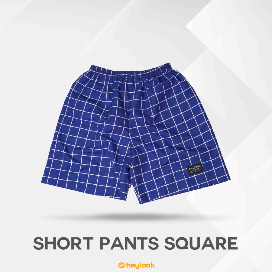 HEYLOOK Project - Celana Pendek Pria Boxer Short Pants Motif SQUARE Celana Kotak Garis Cowok Celana Tartan Santai