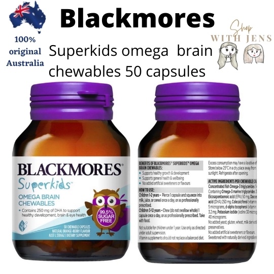 Jual Blackmores Australia Superkids Omega Brain 50 Chewables Vitamin ...