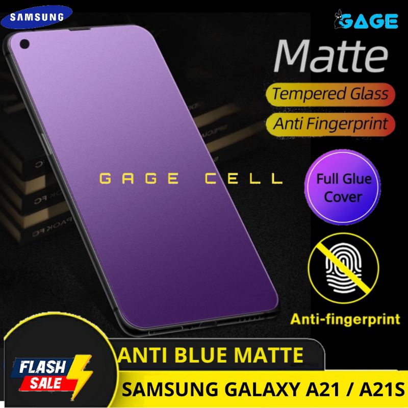 TEMPERED GLASS TG ANTI BLUE MATTE SAMSUNG GALAXY A21 A21S FULL LAYAR SCREEN PROTECTOR