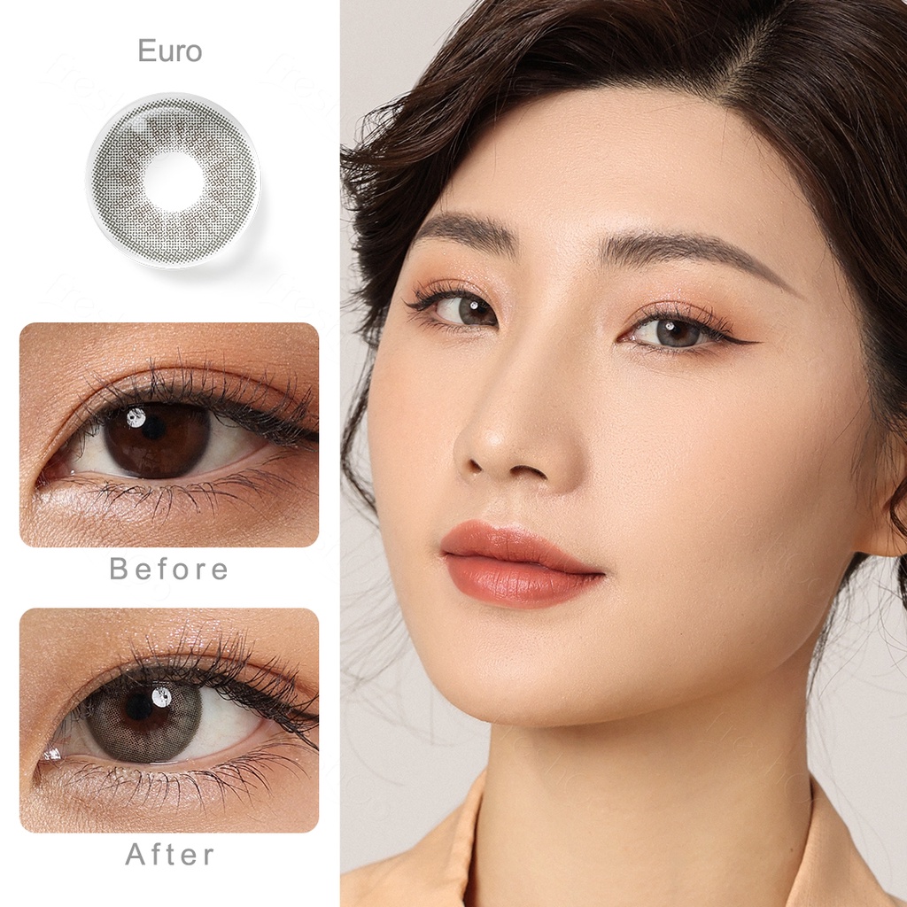 FreshKon Softlens Minus(-0.00 s/d -6.00) lensa kontak warna DIA 14.00mm gaya korea softlens grey