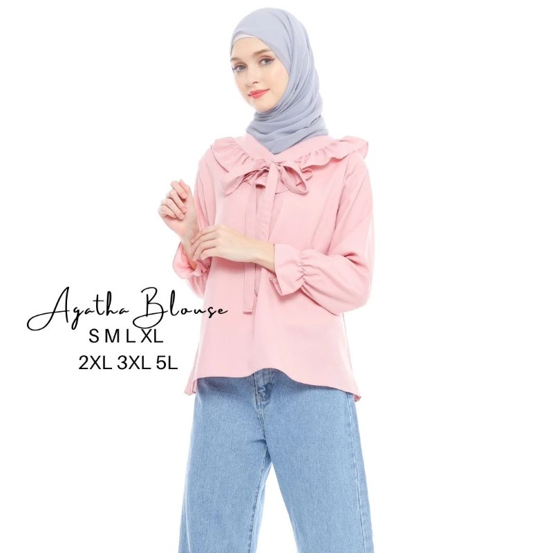 Size S M L XL XXL 3XL 4XL/5L - Agatha Blouse - Blouse Jumbo - Atasan Wanita Jumbo - Baju Jumbo - Tasan Big Size-3