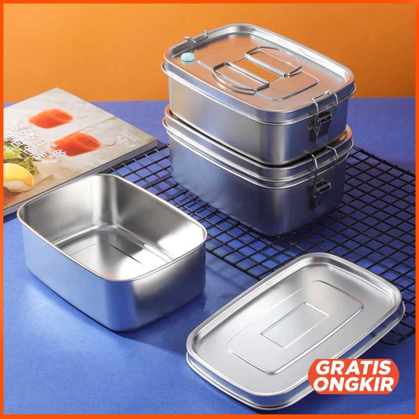 Kotak Makan Bento Lunch Box Stainless Steel - HS233 Single Compartment