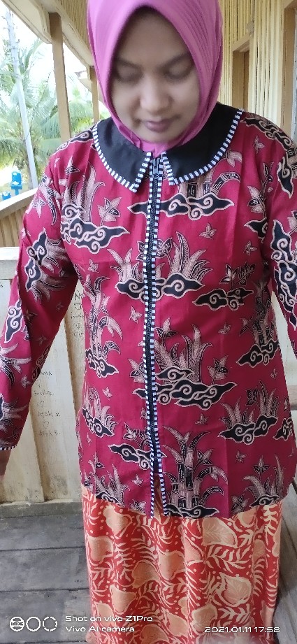 Baju Batik Wanita Modern Monalisa Genes Merah Biru Tosca Ungu Orange M,l,xl Asli Pekalongan