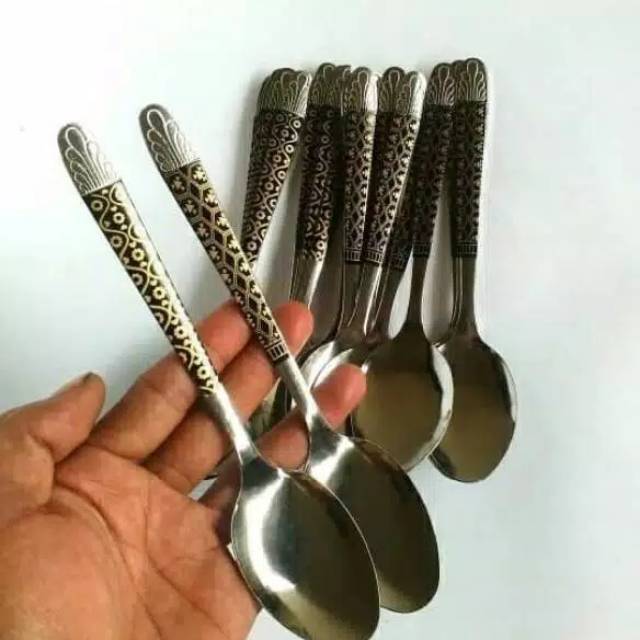 Sendok batik 1 Lusin (12 pcs)/ sendok Stanlis perlusin