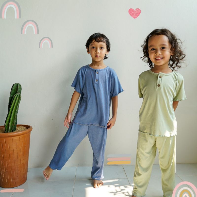 Piyama Anak / Lafiu / baju tidur anak / baju anak kekinian / rib premium / baju tidur anak perempuan