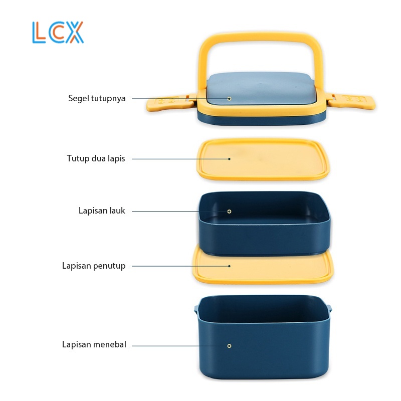 LCX Kotak Bekal 1300ML Premium Royal Lunchbox  Kotak Makan Portabel 2 Susun VS-64